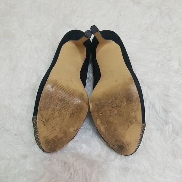Steve Madden Black Suede Heels W Gold Tip size 10 - Picture 8 of 10